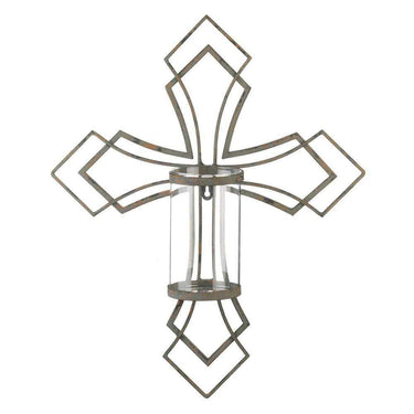 Contemporary Cross Candle Wall Sconce - The Fox Decor